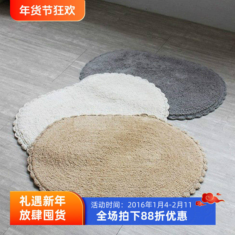 韩式创意手工偏织花边全棉客厅卧室地垫入户进门房门浴室吸水脚垫