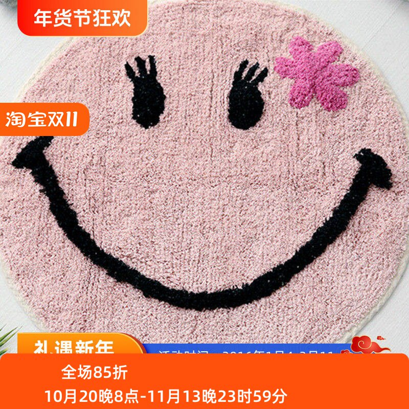 韩国进口韩式圆形全棉地毯地垫床边毯北欧卡通卫浴门垫吸水脚垫子