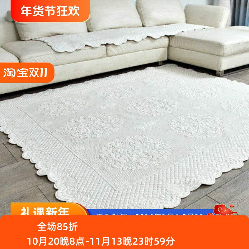 韩国进口简欧风纯棉衍缝防滑地垫