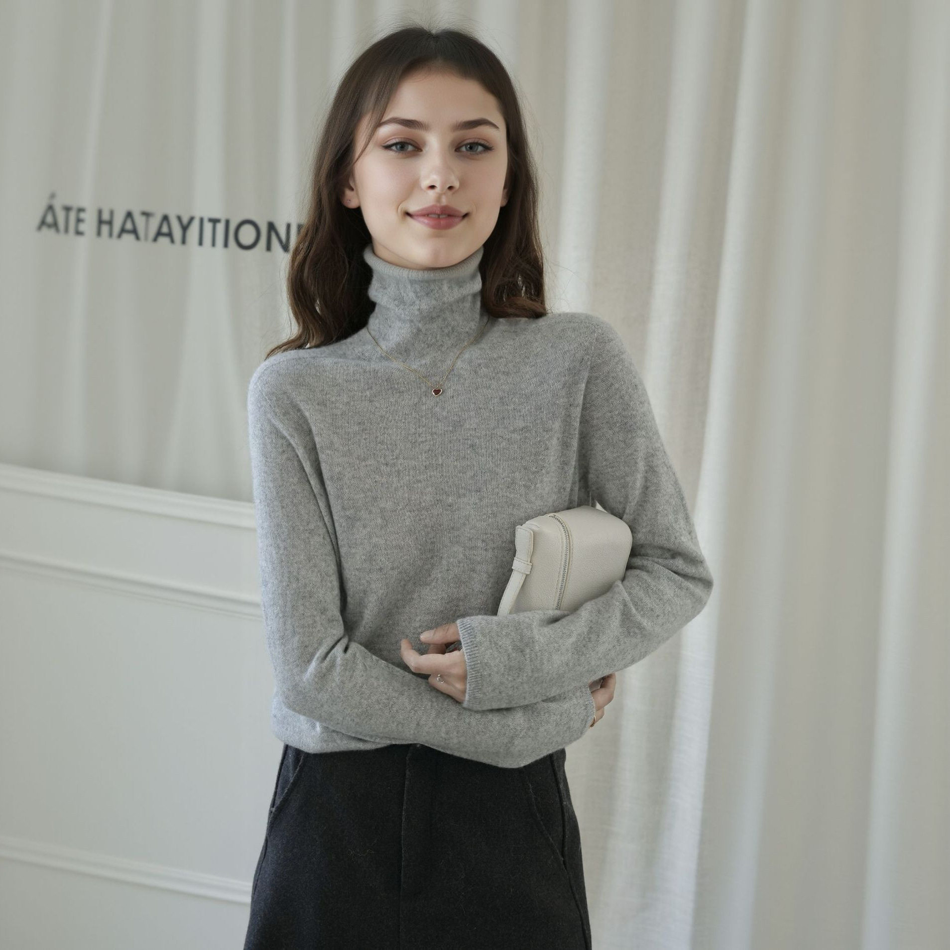 高货来了！康宝莱羊绒+桑蚕丝针织打底衫女堆堆领秋冬老钱风气质