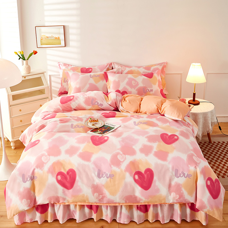 全棉床裙式荷叶边四件套纯棉被套床上用品单双人1.8米床罩款床套