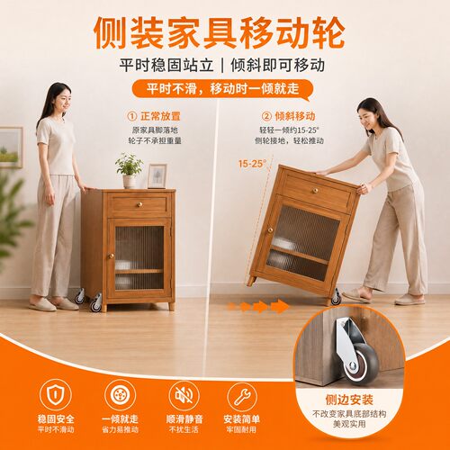 1-2英寸侧装家具移动轮