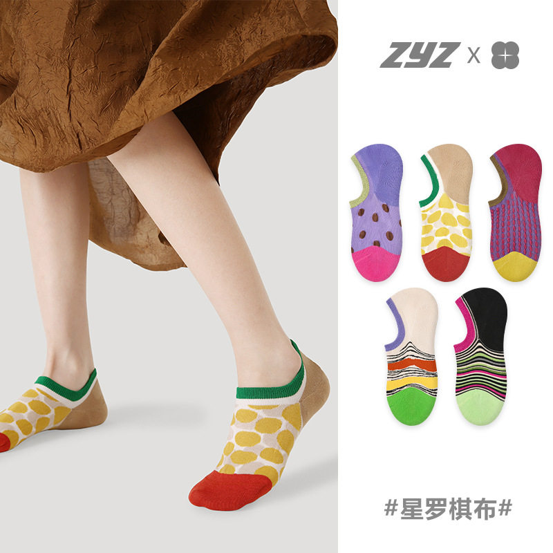 文艺复兴袜子女短袜日系撞色波点