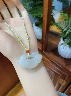 新疆直发包邮天然和田玉羊脂白玉平安如意大锁挂件吊坠带证书