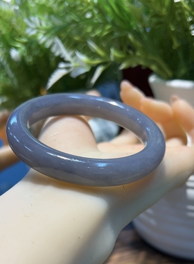 新疆直发正品烟紫手镯天然玉石老坑料条宽12mm帝王紫镯子带证书