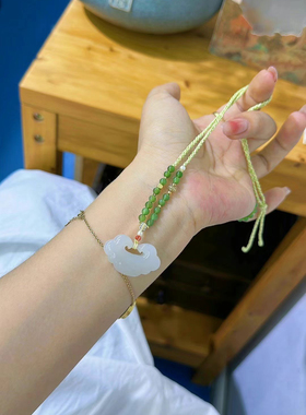 新疆直发天然和田玉平安如意锁挂件羊脂白玉女款吊坠32带证书