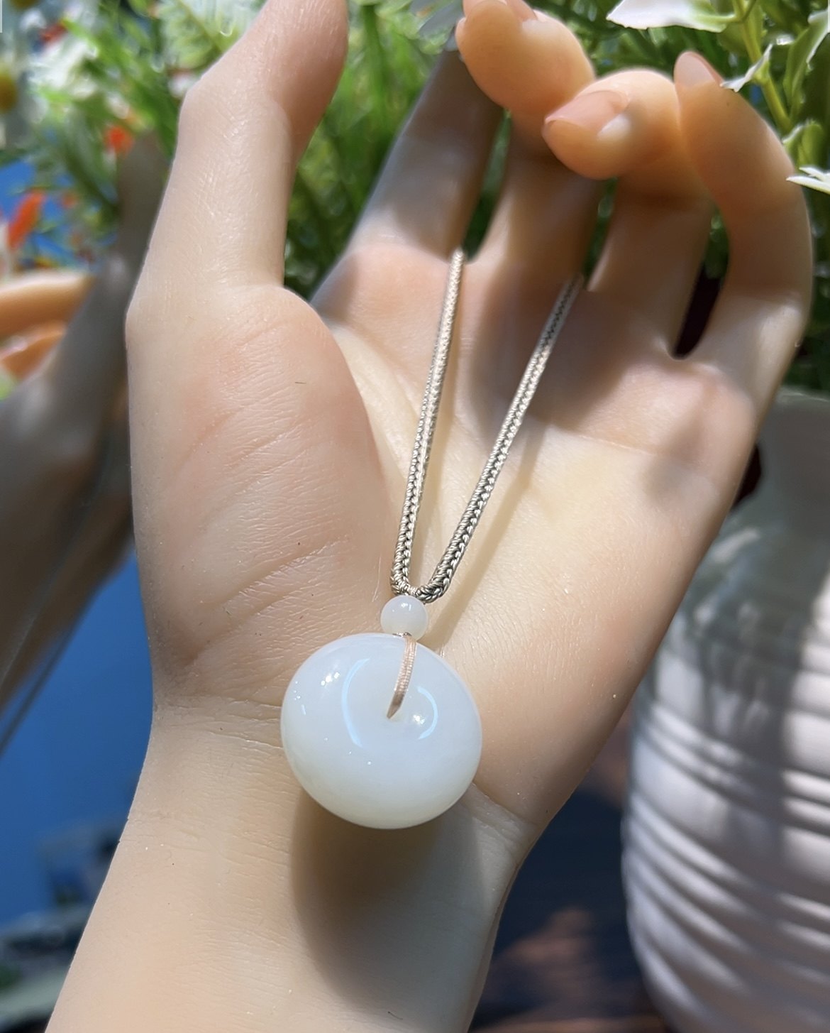 新疆发货正品和田玉羊脂白玉平安扣吊坠天然玉石俄料挂件带证书