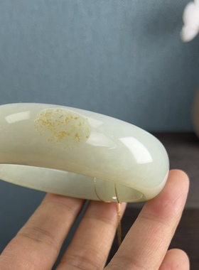 新疆直发正品和田玉籽料手镯天然玉石老料洒金皮宽版轮胎镯带证书