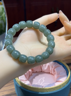 新疆直发正品和田玉且末蓝男士手串天然玉石老料老型珠手链10*12