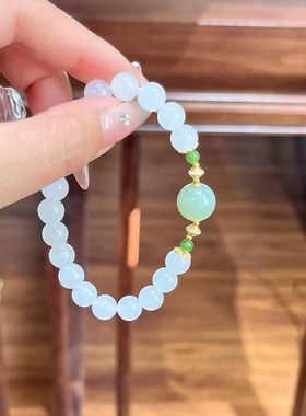 新疆直发正品和田玉羊脂白玉手链天然玉石老坑料8mm手串带证书