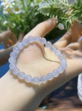 新疆直发冰烟紫手串天然玉石老坑料单圈圆珠手链8mm带证书