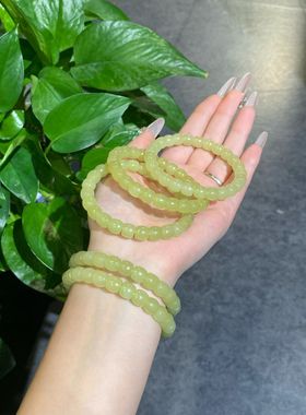 新疆直发正品若羌黄玉直切手串天然玉石黄口老料手链带证书