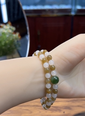 新疆直发正品和田玉糖白玉手串天然玉石老料手链6mm带证书