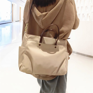 简约风大容量通勤托特包女休闲百搭大包尼龙布电脑时尚 单肩斜挎包