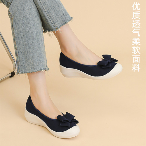 单鞋休闲蝴蝶结厚底瓢鞋