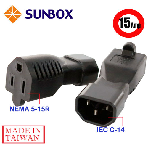 SUNBOX 慧光IEC C-14 电源插头 转 NEMA 5-15R 插座 (C14/15R)