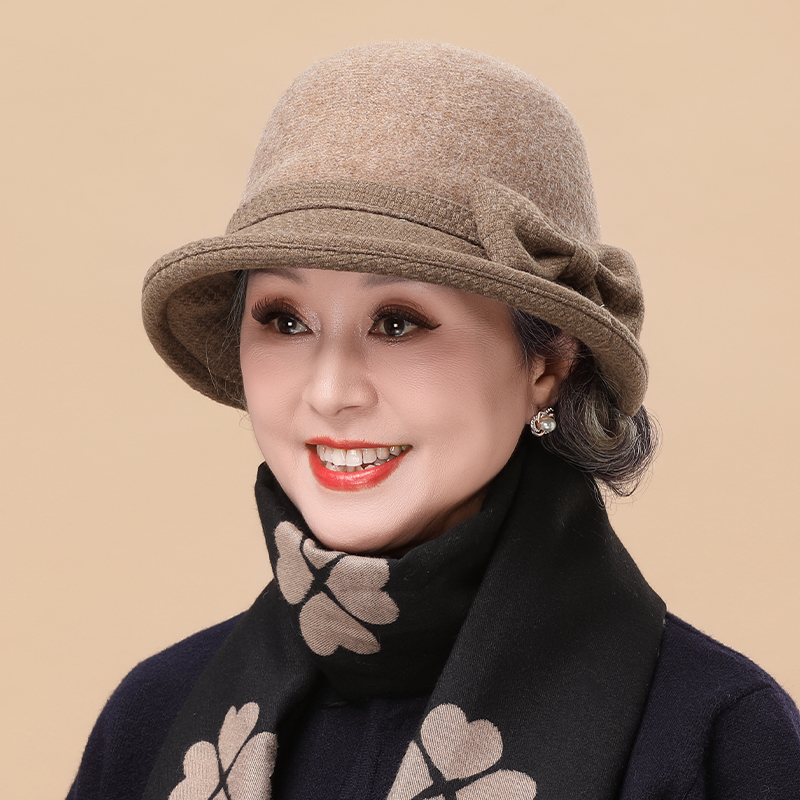 中老年人妈妈帽子女冬季加绒盆帽秋冬老人老太太渔夫帽冬款保暖