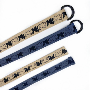 趣味帆布腰带百搭休闲印花学生男女款 带双环扣原宿INS百搭皮带 裤