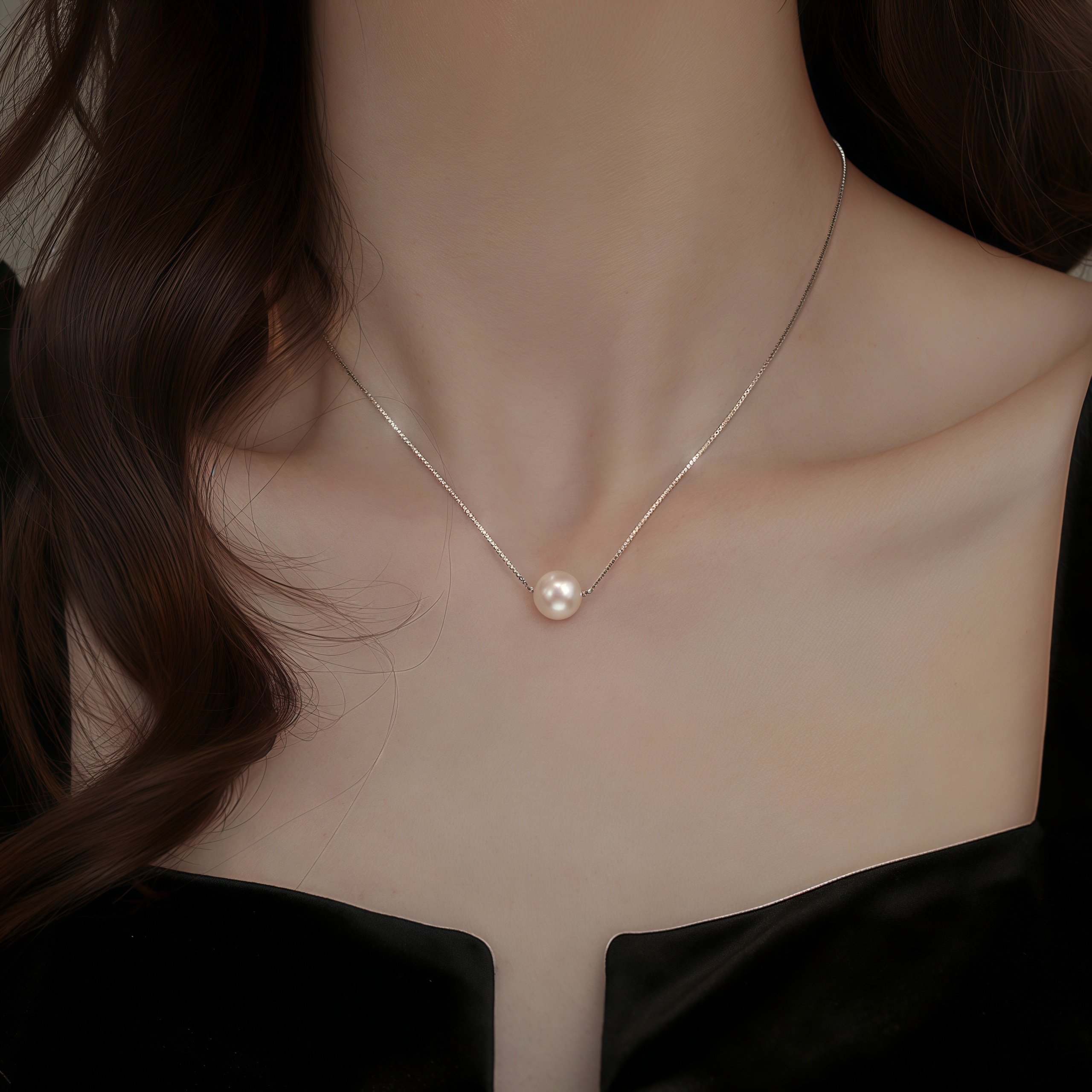 S925纯银珍珠项链路路通单颗珍珠项链百搭简约女可调节锁骨链颈链,饰品/流行首饰/时尚饰品新,项链,淘宝优惠券,粉丝福利购,淘宝优惠卷