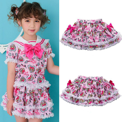 em印花童装earthmagic女童蛋糕裙卡通熊满印公主百褶裙半身裙标