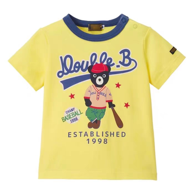 MIKI HOUSE现货miki 2025夏新款男女童T恤夏季纯棉拼色断码