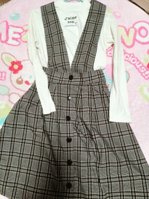 pomponette 140码背带裙套装正品日本带回全新女童可爱日系潮牌