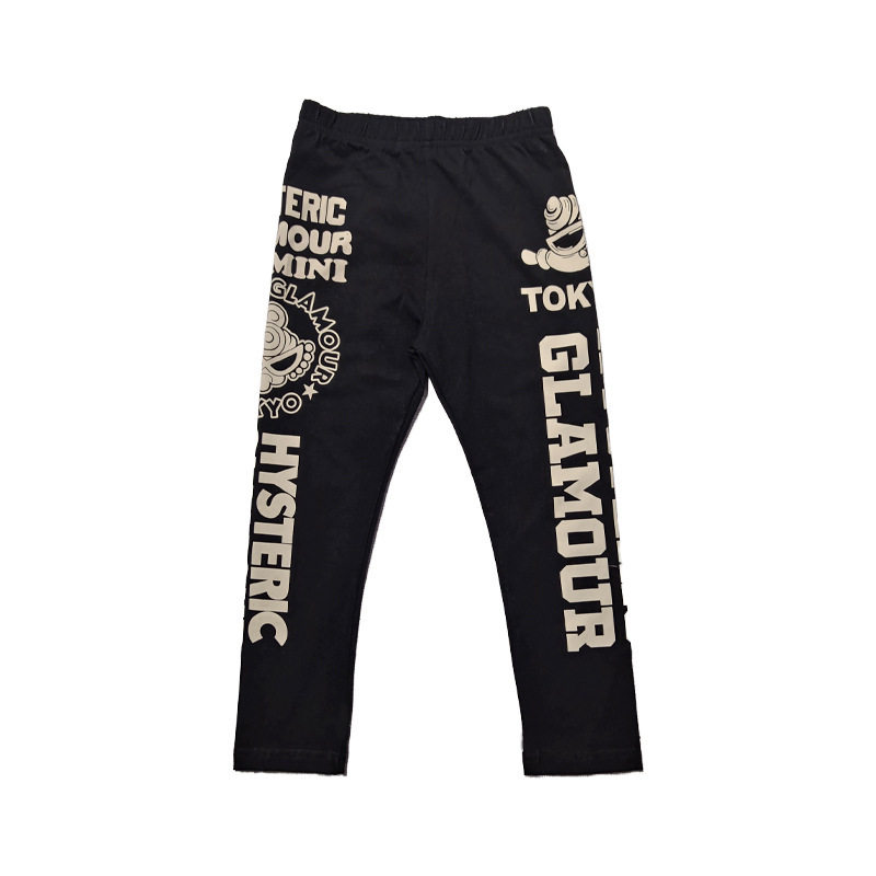 黑超奶嘴弹力黑色打底裤修身字母可爱女童把拔印日系潮牌贵牌