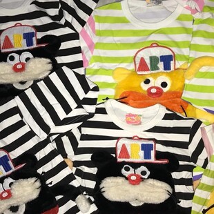 AM印花潮牌童装长袖T恤春秋新款男女童纯棉上衣中小童立体毛绒绣