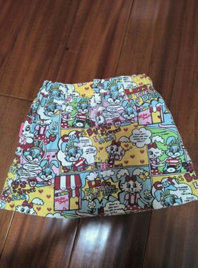 正品日本带回稀少款满印漫画兔子半身裙120码Shirley 秀兰邓波儿