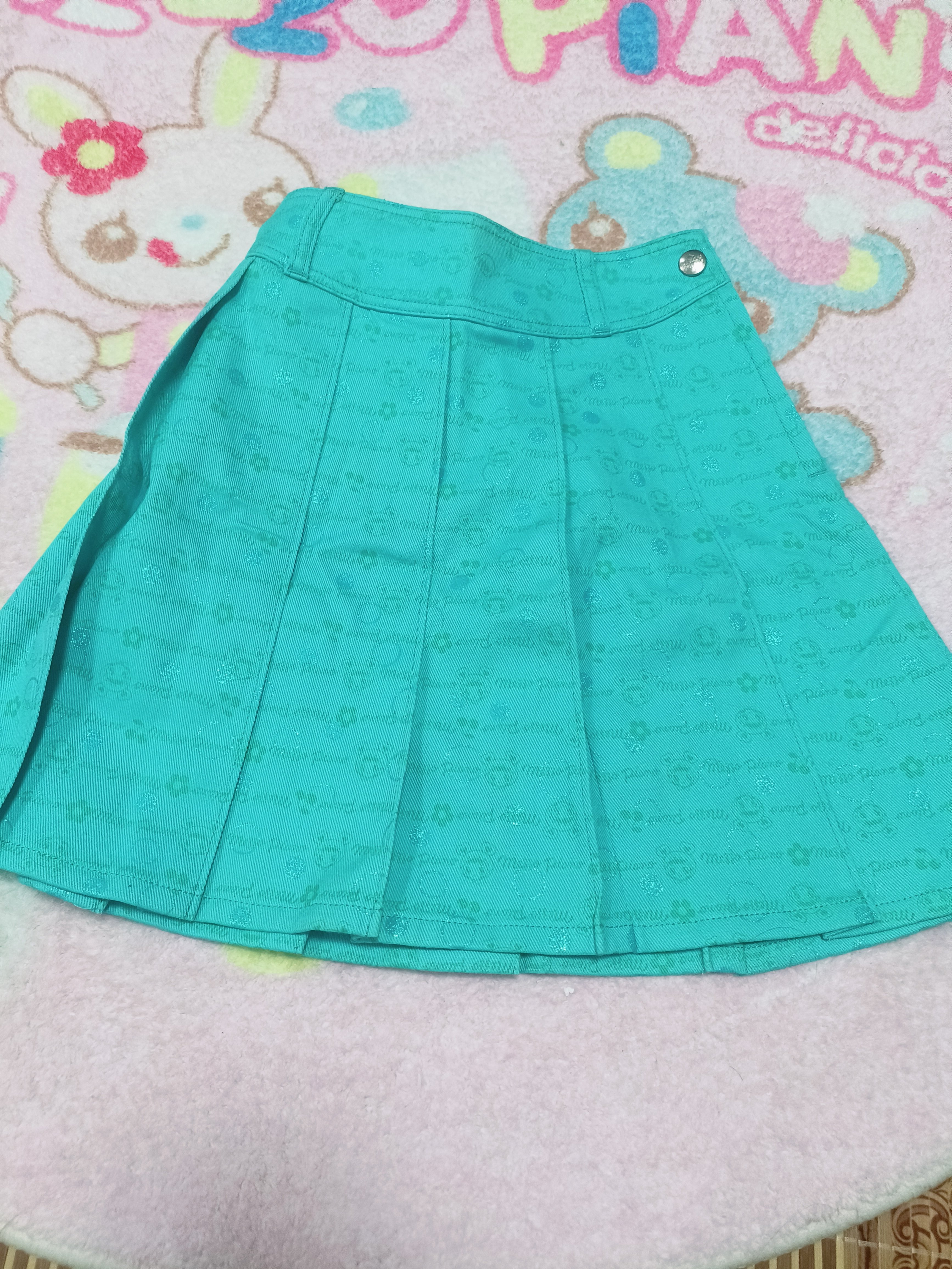 mezzopiano 半身裙湖蓝色纯棉可爱卡通贵牌女童夏季正品全新135