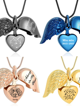 不锈钢宠物照片定制心形纪念吊坠