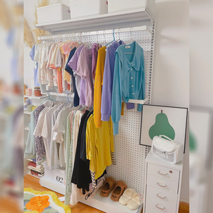 贫美五金小户型洞洞板衣柜金属无门衣帽间无甲醛开放式 简易租房用