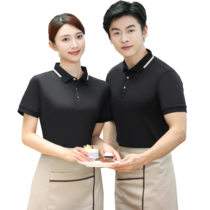 酒店服务员工作服女夏季短袖餐饮烧烤火锅饭店工装t恤定制polo衫