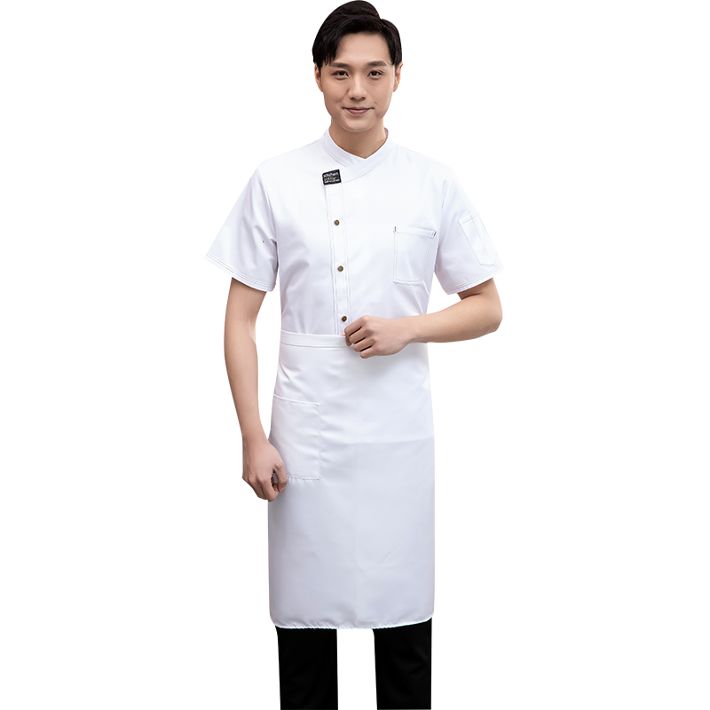 餐厅饭店夏季厨师工作服男长袖酒店厨房烘焙蛋糕食堂厨师服短袖女