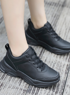 杨丽萍皮面跳舞鞋轻便广场舞鞋软底加绒鞋黑色工作鞋舒适旅游鞋