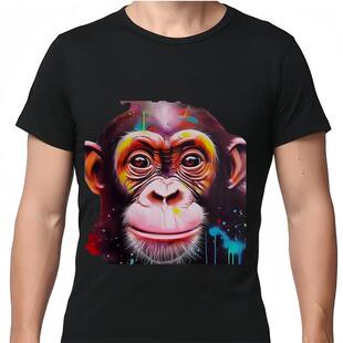 纯棉短袖 夏装 抖音网红搞笑定制个性 宽松大码 t恤 3D图猩猩头像男士