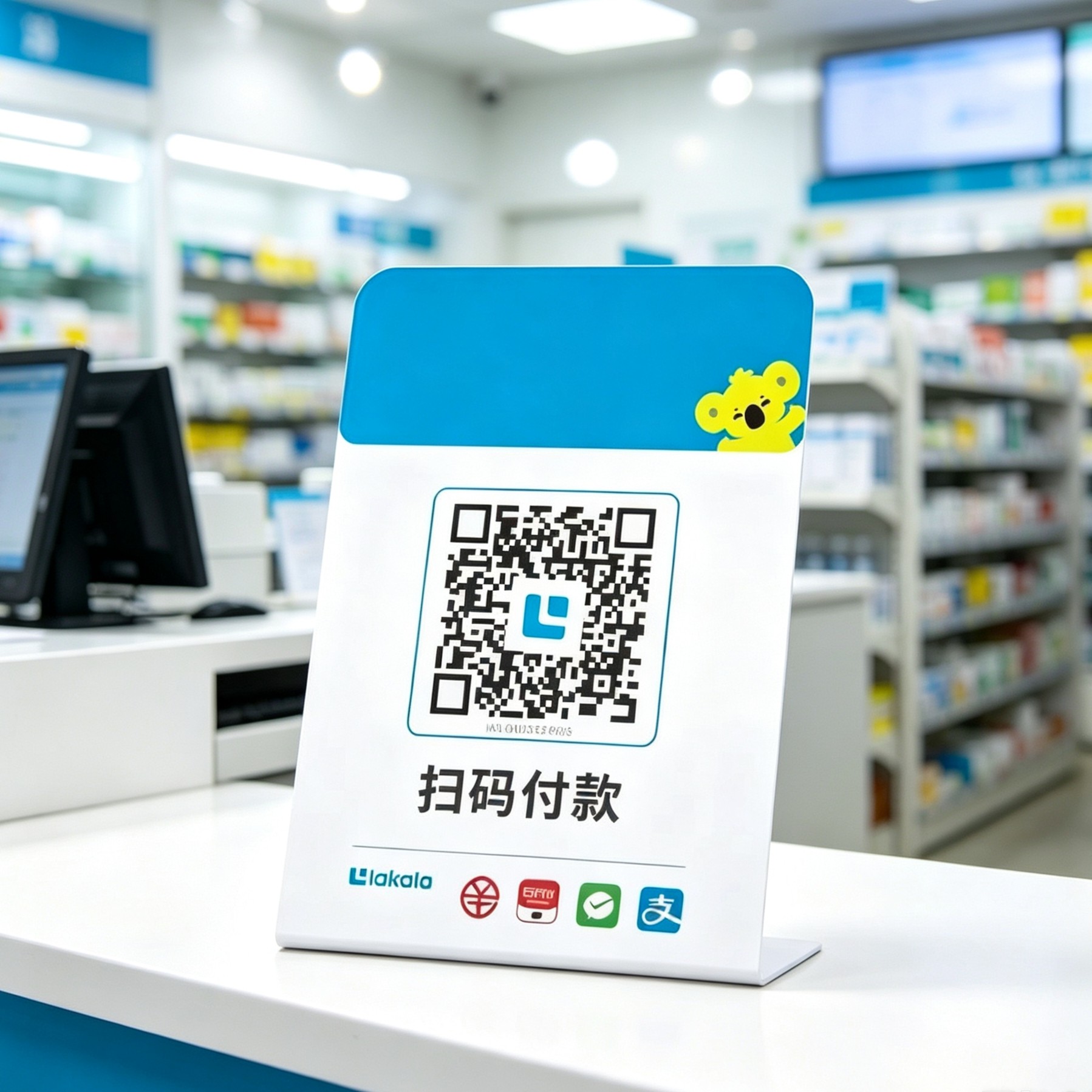 移动升级二维码收款吊牌带背胶防水防晒收付码摆摊门店使用