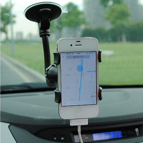 车载手机支架导航支架 汽车用挡风玻璃吸盘式加长杆 手机通用双夹