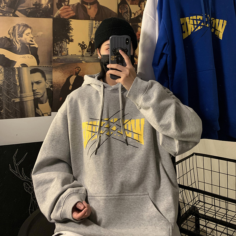 New sweater 20 new Hooded Sweater boys Hong Kong Style loose large casual trendy printed top autumn