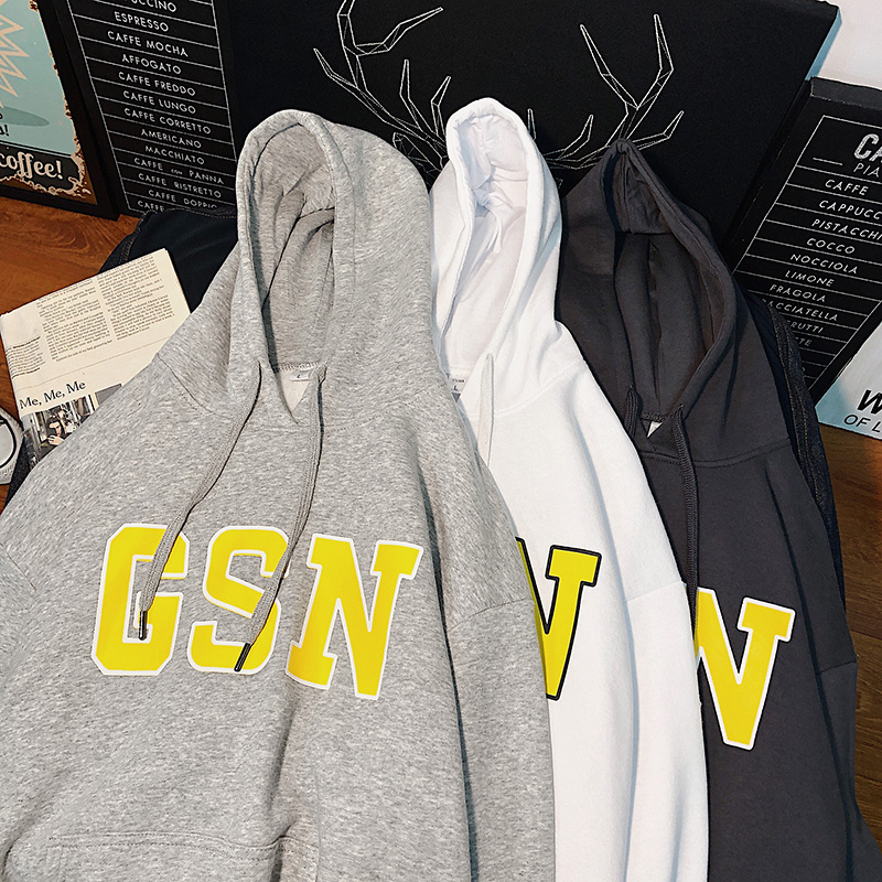 New style sweater autumn new Hooded Sweater men's long sleeve loose casual Hong Kong style student Large Plush coat