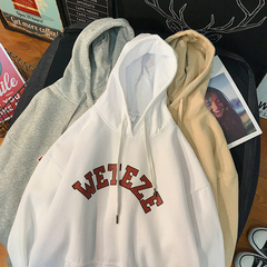 New style of men's and women's Hong Kong Style Hooded Sweater simple letter printing trend, casual coat with loose and large size