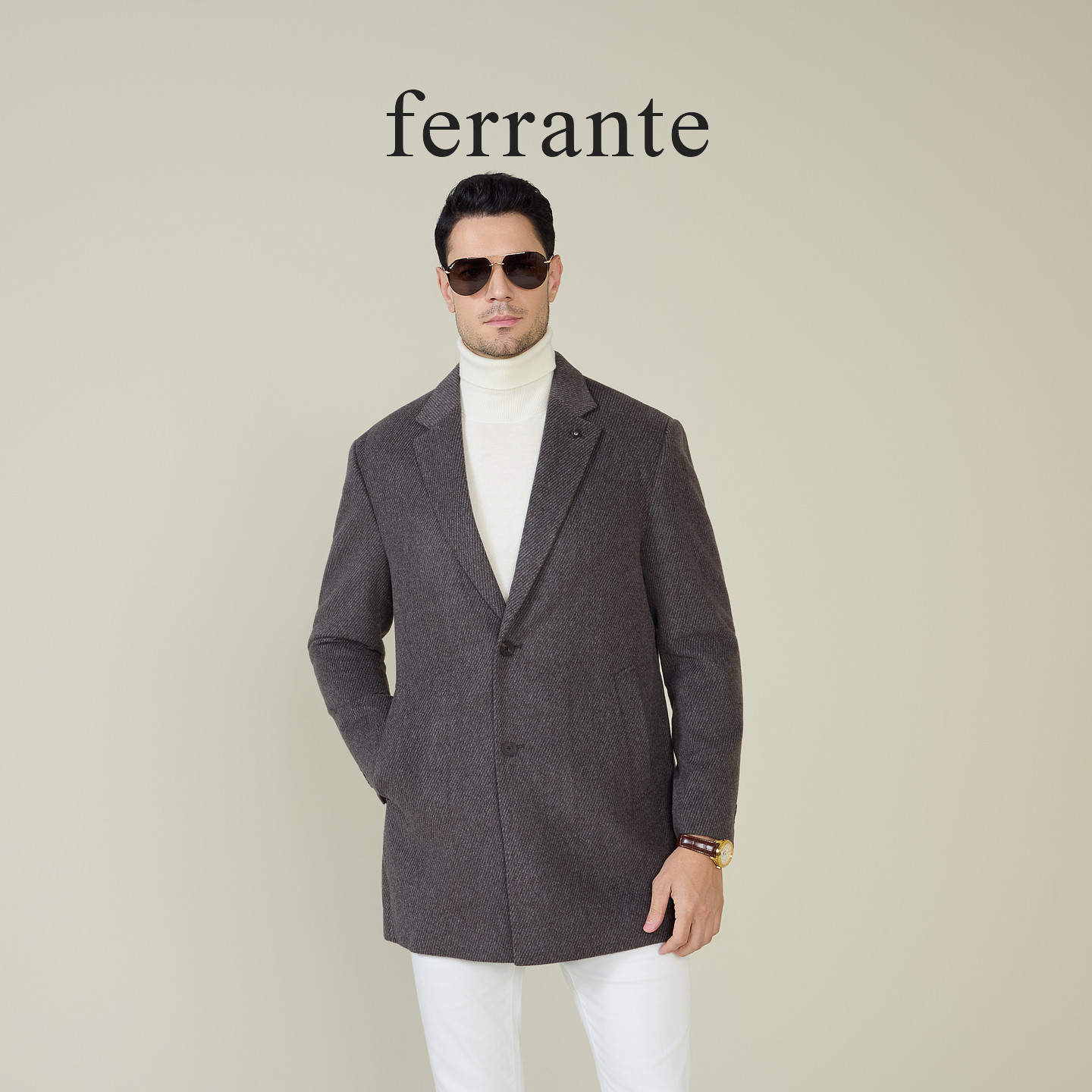 ferrante/费兰特【专柜同款】意式休闲简约山羊绒混纺大衣7092