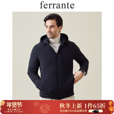 ferrante费兰特意式休闲男士印烫双包袋可脱卸帽保暖棉衣4292-70