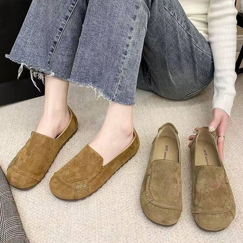 老北京布鞋女复古单鞋乐福鞋博肯鞋休闲一脚蹬室内耐脏新中式女鞋
