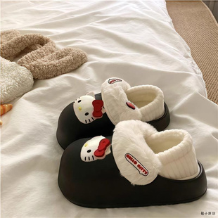 可拆卸毛毛棉拖鞋女2025年爆款冬季外出洋气可爱卡通包头拖鞋防滑
