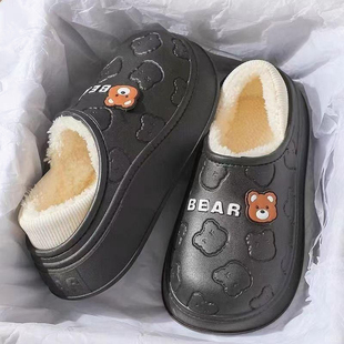 舒适加绒棉鞋软底防滑秋冬季室内家居毛绒保暖包跟防水棉拖鞋女