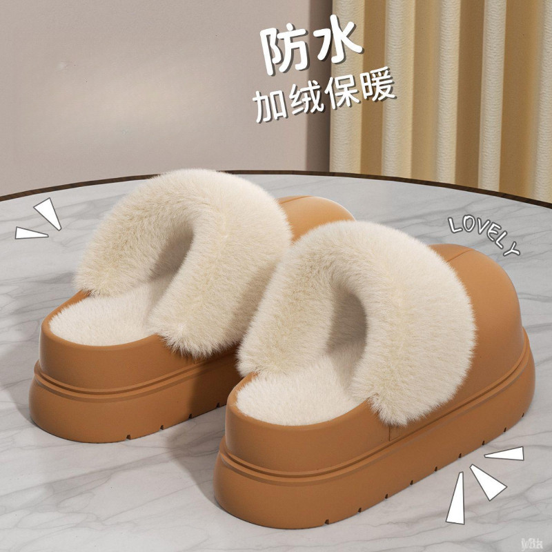 室内家居外穿防水女冬季2025年新款包头棉鞋加绒厚底毛绒棉拖女款