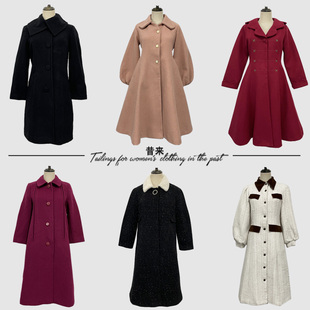 纯色单排扣羊毛外套尾货孤品 韩版 Vintage秋冬厚实长款 呢子外套女