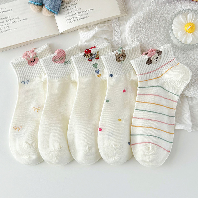 2026夏季新款立体卡通小狗袜子女短袜薄款网面透气棉袜无骨运动风