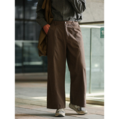 宽松直筒痞帅长裤 NOEARS日系复古棕色分割设计梭织休闲裤 秋季 男